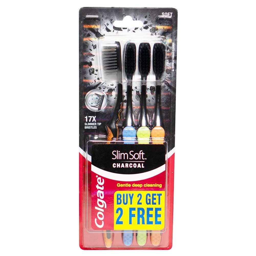 Colgate Slim Soft Charcoal Toothbrush 4Pc
