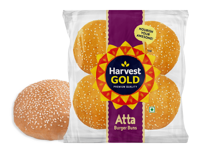 Harvest Gold Atta Burger Buns 200 Gm ( 4 Pcs)