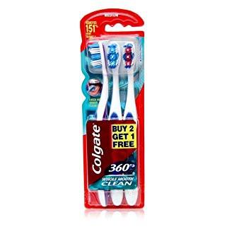 Colgate Toothbrush - 360 Whole Mouth Clean Medium Pack of 3