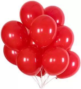 Metallic Rubber Balloons - Red 50Pc