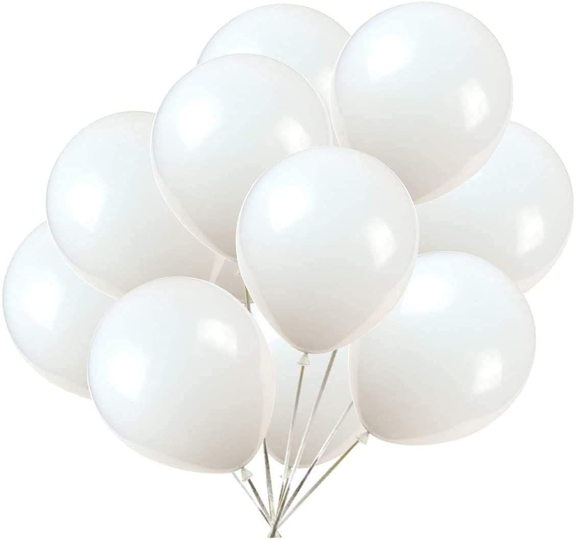 Metallic Rubber Balloons - White 50Pc