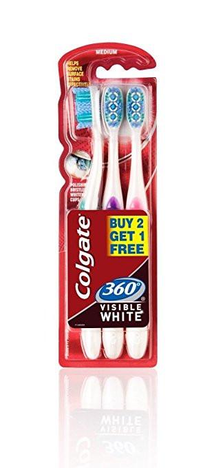 Colgate Toothbrush - 360 Degree Visible White Pack of 3 